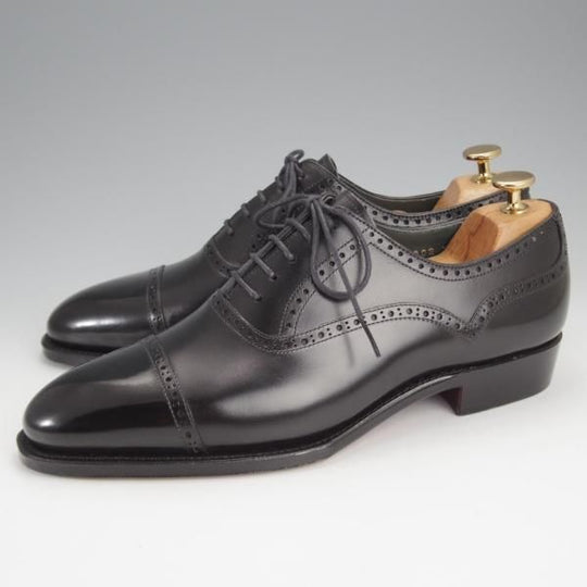 極美品★Perfetto/ペルフェット SIZE 7.5【グッドイヤーウェルテッド製法★(仏)アノネイ社のカーフ/クォーターブローグ】カーフ/黒★j013