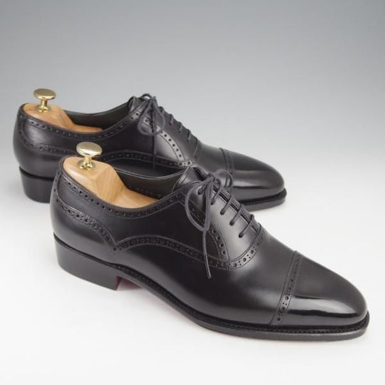 極美品★Perfetto/ペルフェット SIZE 7.5【グッドイヤーウェルテッド製法★(仏)アノネイ社のカーフ/クォーターブローグ】カーフ/黒★j013