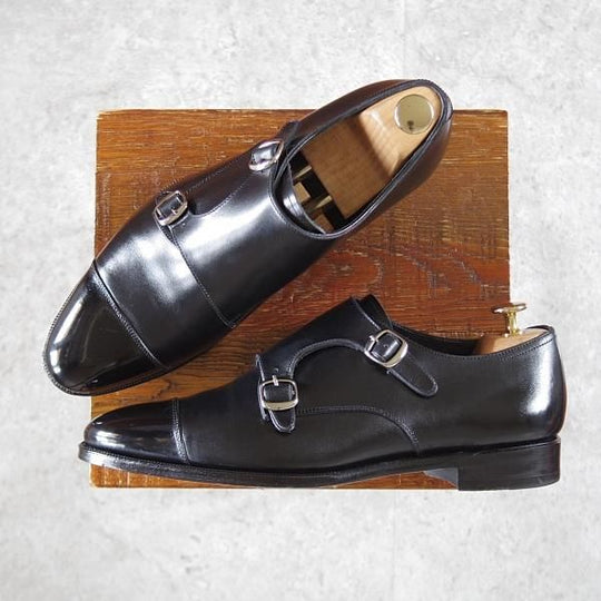 美品★RAYMAR/レイマー SIZE 8【ハンドソーンウェルテッド製法★ダブルモンク/RM1015】ボカルーカーフ/(仏)アノネイ社/黒★j015