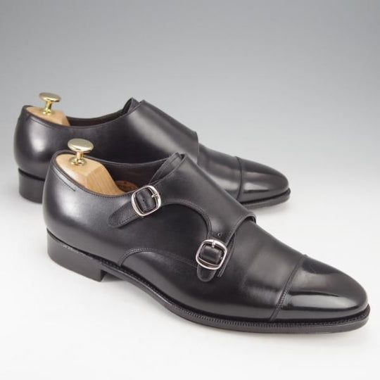 美品★RAYMAR/レイマー SIZE 8【ハンドソーンウェルテッド製法★ダブルモンク/RM1015】ボカルーカーフ/(仏)アノネイ社/黒★j015