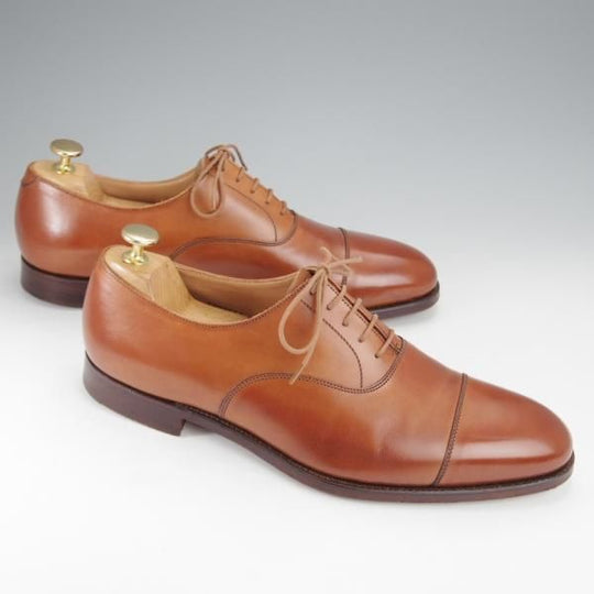 美品★クロケット&ジョーンズ 8.5E【モデル定価￥97,900-★エドワードマイヤー別注/DORSET 2】ストレートチップ/茶/Crockett&Jones★j019