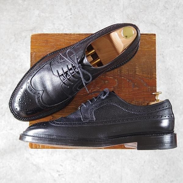 美品★シェットランドフォックス SIZE 8【★ロングウイング/3004/黒】グレインレザー/メンズ/Shetlandfox★j025