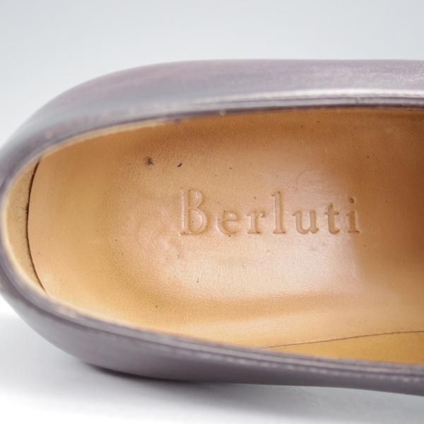 美品★(仏)ベルルッティ SIZE 8【★ホールカット/ヴェネチアレザー】3199/カーフ/灰茶/メンズ/Berluti★j027