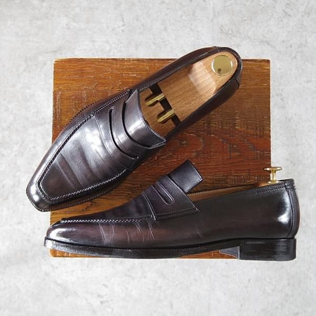 極上★(仏)ベルルッティ SIZE 8【現行定価30万円以上★ANDY/アンディ】ヴェネチアレザー/コインローファー/灰茶/メンズ/Berluti★j029