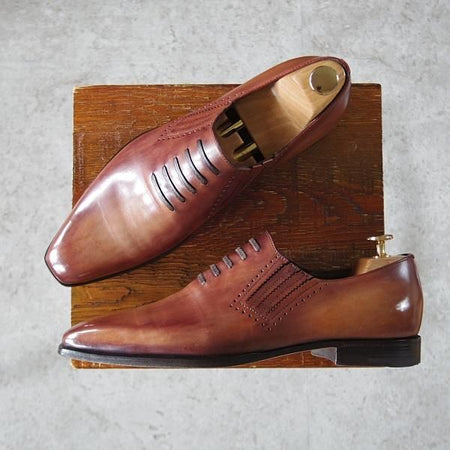 ★(仏)ベルルッティ SIZE 7.5【茶系パティーヌ★ヴェネチアレザー/サイドエラスティック】茶/メンズ/Berluti★j046