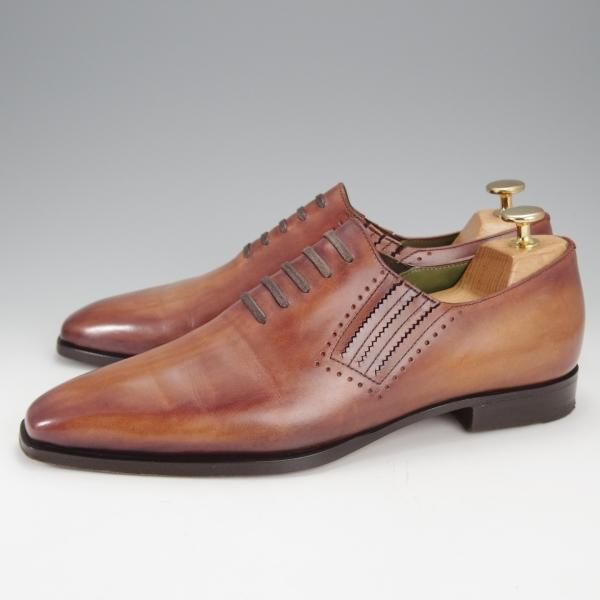 ★(仏)ベルルッティ SIZE 7.5【茶系パティーヌ★ヴェネチアレザー/サイドエラスティック】茶/メンズ/Berluti★j046