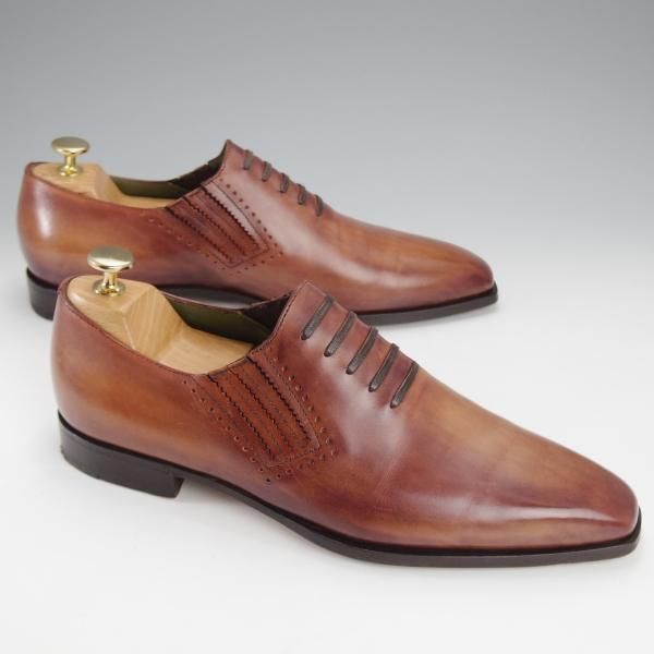 ★(仏)ベルルッティ SIZE 7.5【茶系パティーヌ★ヴェネチアレザー/サイドエラスティック】茶/メンズ/Berluti★j046