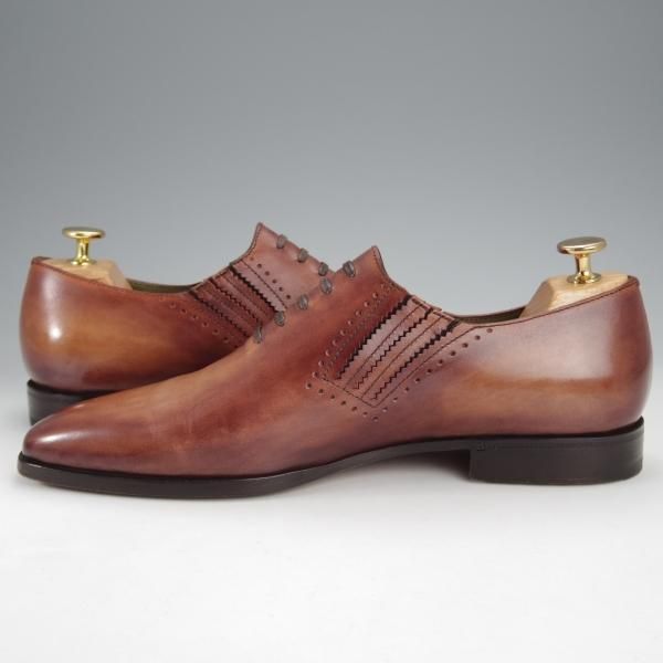 ★(仏)ベルルッティ SIZE 7.5【茶系パティーヌ★ヴェネチアレザー/サイドエラスティック】茶/メンズ/Berluti★j046