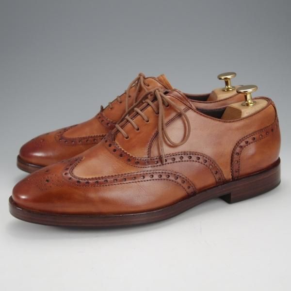 極上★コールハーン SIZE 7.5【★フルブローグ/薄茶】カーフ/メンズ/COLE HAAN★j052