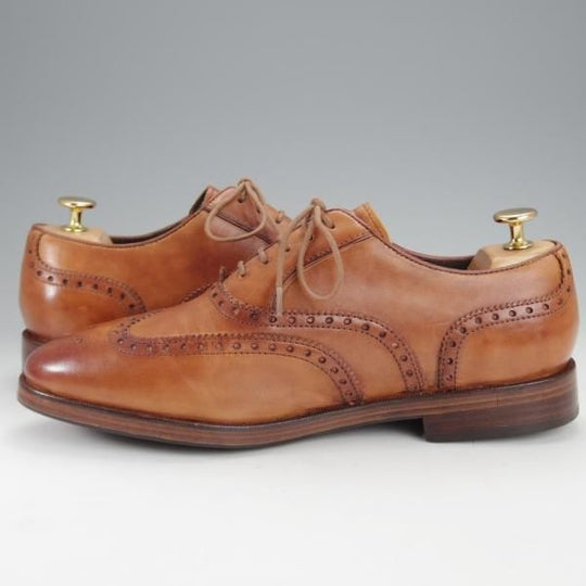 極上★コールハーン SIZE 7.5【★フルブローグ/薄茶】カーフ/メンズ/COLE HAAN★j052