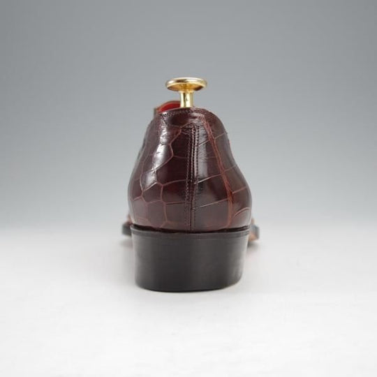 極美品★(神戸)スピーゴラ UK7.5程度【オーダー価格80万円程度★ビスポーク品/クロコダイル仕様】スリッポン/濃茶/SPIGOLA★j054