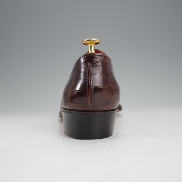 極美品★(神戸)スピーゴラ UK7.5程度【オーダー価格80万円程度★ビスポーク品/クロコダイル仕様】スリッポン/濃茶/SPIGOLA★j054