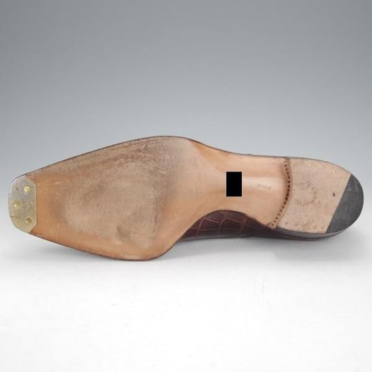 極美品★(神戸)スピーゴラ UK7.5程度【オーダー価格80万円程度★ビスポーク品/クロコダイル仕様】スリッポン/濃茶/SPIGOLA★j054