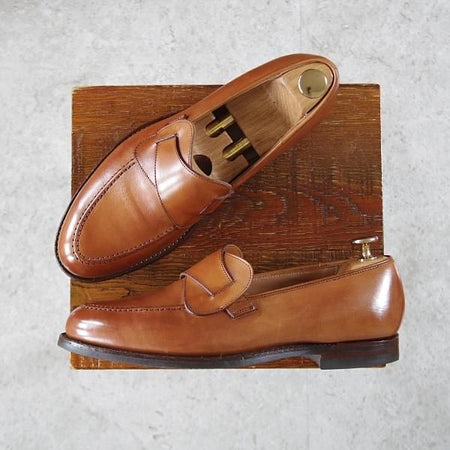 極上★クロケット&ジョーンズ 6E【定価￥96,800-★SELBY/セルビー】バタフライローファー/375ラスト/カーフ/茶/Crockett&Jones★j055