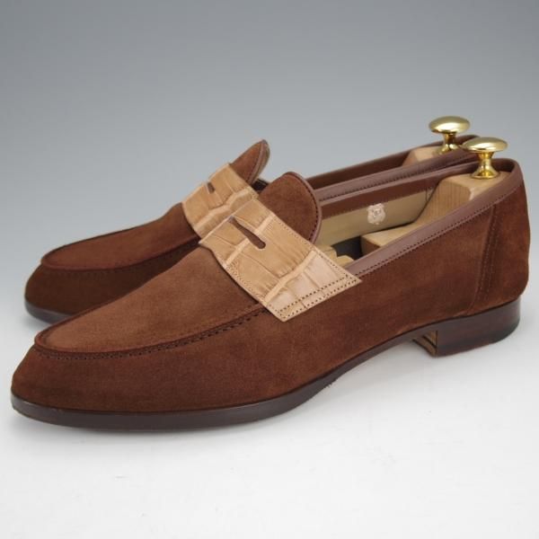 極上★(神戸)スピーゴラ SIZE 7【定価￥107,800-★クロコダイル×スエード/コインローファー】濃茶/メンズ/SPIGOLA★j066