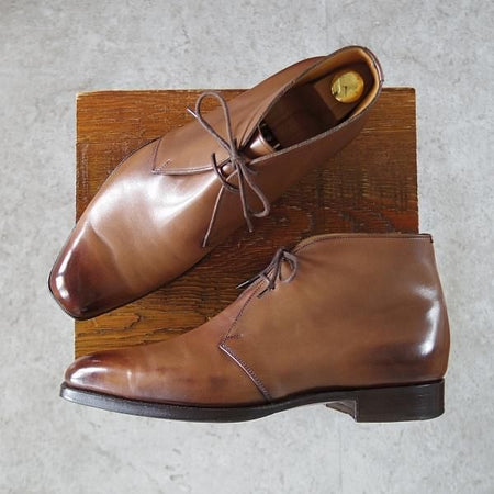 美品★エドワードグリーン UK6.5/US7E【定価￥194,400-★ラルフローレン別注/888ラスト】チャッカブーツ/茶/カーフ/EDWARD GREEN★j068