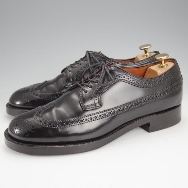 極美品★オールデン 7.5D【現行定価17万円程度★コードバン仕様/ミリタリーラスト/58701】ロングウイング/黒/メンズ/ALDEN★j070