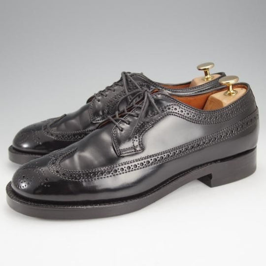 極美品★オールデン 7.5D【現行定価17万円程度★コードバン仕様/ミリタリーラスト/58701】ロングウイング/黒/メンズ/ALDEN★j070