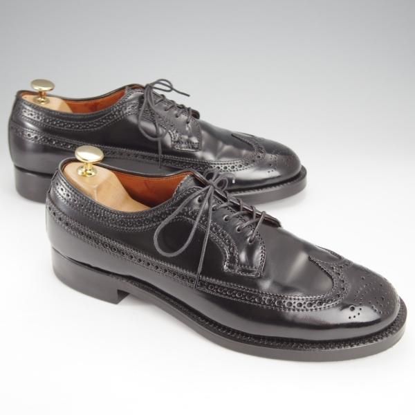 極美品★オールデン 7.5D【現行定価17万円程度★コードバン仕様/ミリタリーラスト/58701】ロングウイング/黒/メンズ/ALDEN★j070