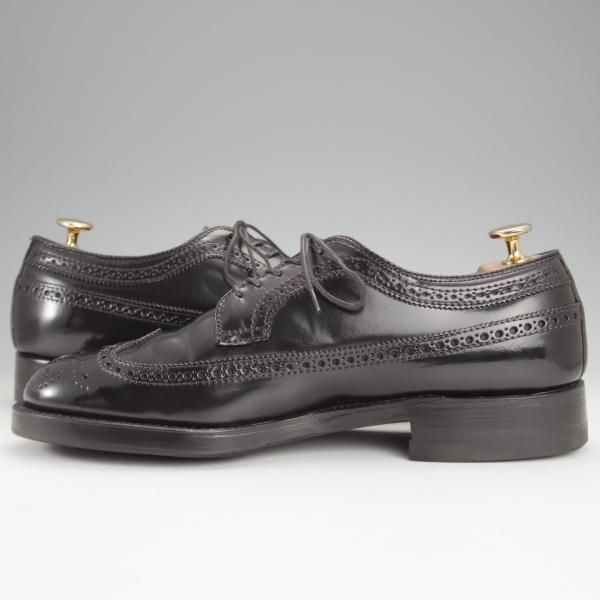 極美品★オールデン 7.5D【現行定価17万円程度★コードバン仕様/ミリタリーラスト/58701】ロングウイング/黒/メンズ/ALDEN★j070