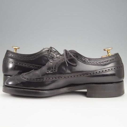 極美品★オールデン 7.5D【現行定価17万円程度★コードバン仕様/ミリタリーラスト/58701】ロングウイング/黒/メンズ/ALDEN★j070