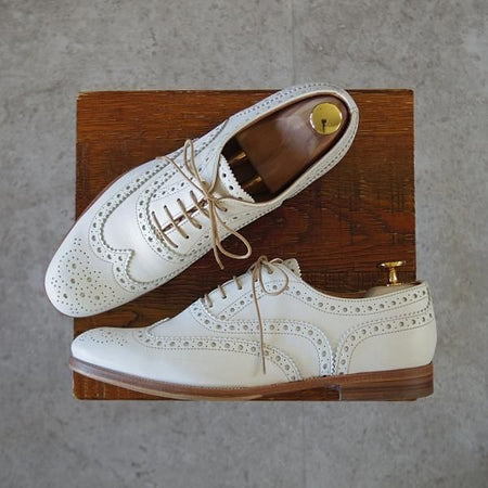 極上★チャーチ(レディース) SIZE 38.5【★BURWOOD 3W/バーウッド】フルブローグ/カーフ/白/Church's★j079