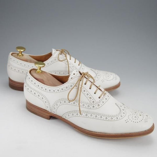 極上★チャーチ(レディース) SIZE 38.5【★BURWOOD 3W/バーウッド】フルブローグ/カーフ/白/Church's★j079