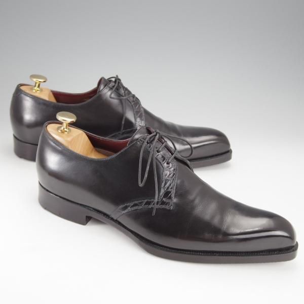 極上★(伊)シルヴァノ・ラッタンジ SIZE 7【貴重★クロコダイル×カーフ/Vフロント】プレーントゥ/黒/Silvano Lattanzi★j080