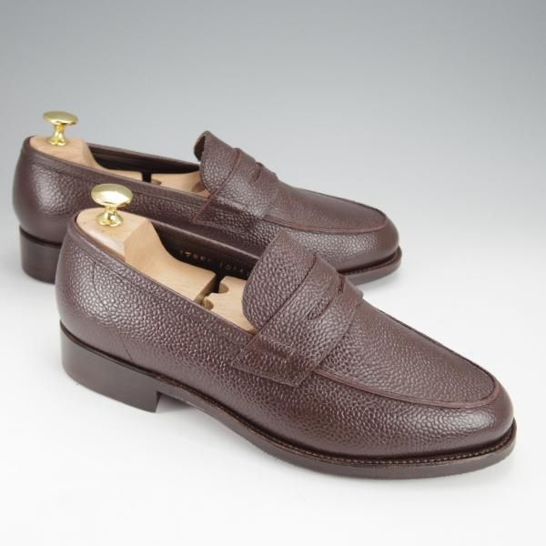極美品★Perfetto/ペルフェット SIZE 7.5【グッドイヤーウェルテッド製法★コインローファー】グレインレザー/濃茶/メンズ★j085