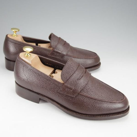 極美品★Perfetto/ペルフェット SIZE 7.5【グッドイヤーウェルテッド製法★コインローファー】グレインレザー/濃茶/メンズ★j085