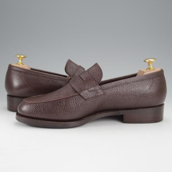極美品★Perfetto/ペルフェット SIZE 7.5【グッドイヤーウェルテッド製法★コインローファー】グレインレザー/濃茶/メンズ★j085