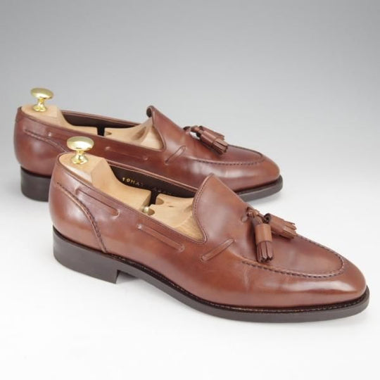 極美品★Perfetto/ペルフェット SIZE 6.5【グッドイヤーウェルテッド製法★タッセルローファー】カーフ/茶/メンズ★j086