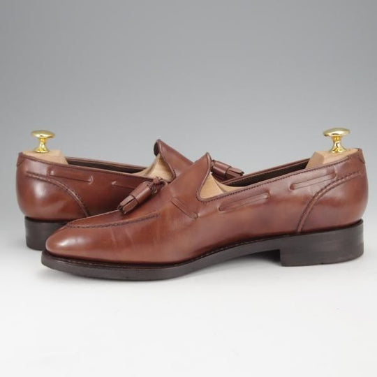 極美品★Perfetto/ペルフェット SIZE 6.5【グッドイヤーウェルテッド製法★タッセルローファー】カーフ/茶/メンズ★j086