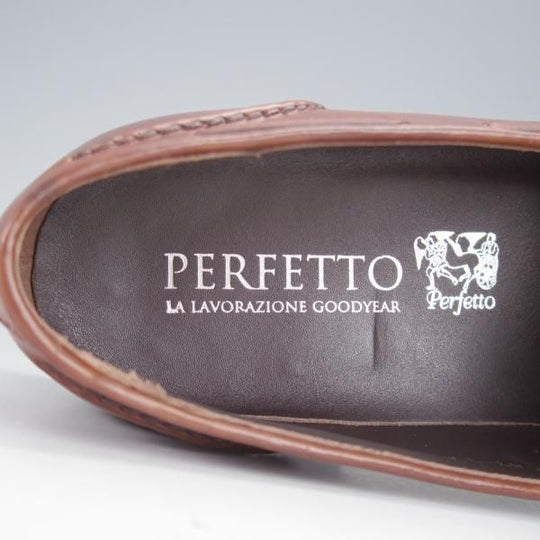極美品★Perfetto/ペルフェット SIZE 6.5【グッドイヤーウェルテッド製法★タッセルローファー】カーフ/茶/メンズ★j086