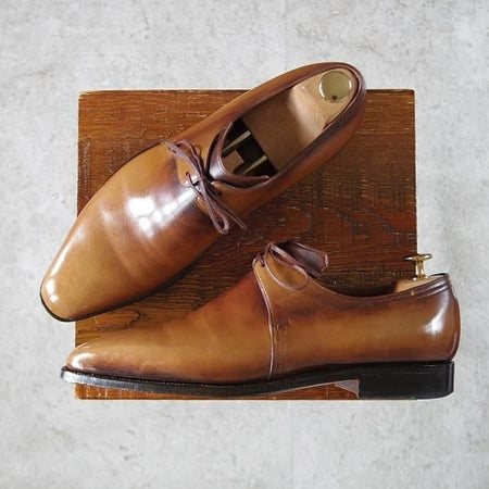 ★(仏)コルテ SIZE 8【定価20万円程度★Arca/アルカ/プレーントゥ】Vフロント/カーフ/茶/メンズ/Corthay★j098