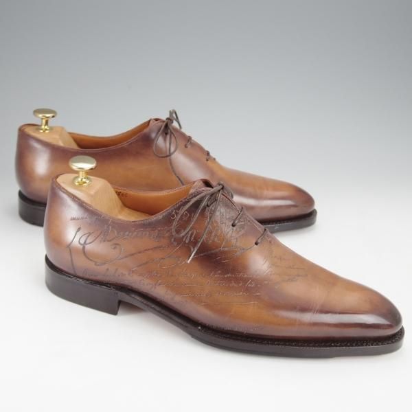 極美品★(仏)ベルルッティ SIZE 8【120周年記念モデル★グッドイヤー製法のALESSANDRO/カリグラフィ】アレッサンドロ/茶★j099