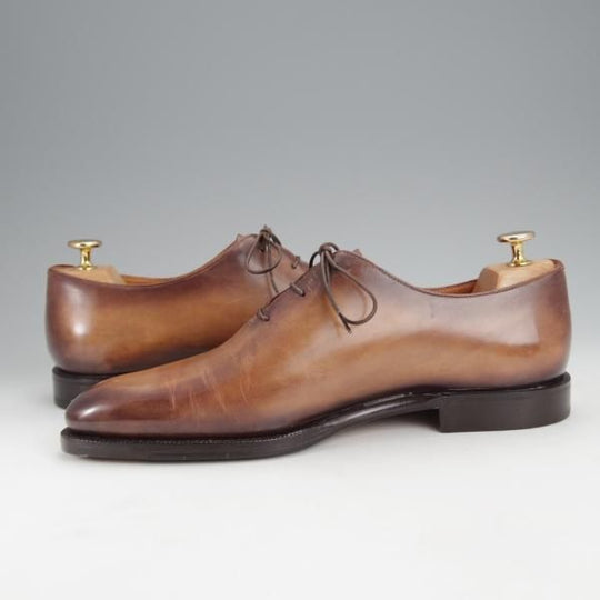 極美品★(仏)ベルルッティ SIZE 8【120周年記念モデル★グッドイヤー製法のALESSANDRO/カリグラフィ】アレッサンドロ/茶★j099