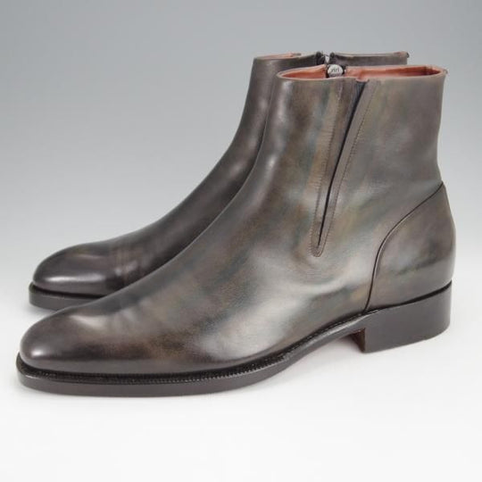 極上★(伊)シルヴァノ・ラッタンジ SIZE 7【貴重★ハンドソーンウェルテッド製法/ISETAN別注】ブーツ/黒〜深緑系パティーヌ/カーフ★j104