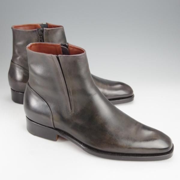 極上★(伊)シルヴァノ・ラッタンジ SIZE 7【貴重★ハンドソーンウェルテッド製法/ISETAN別注】ブーツ/黒〜深緑系パティーヌ/カーフ★j104