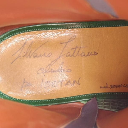 極上★(伊)シルヴァノ・ラッタンジ SIZE 7【貴重★ハンドソーンウェルテッド製法/ISETAN別注】ブーツ/黒〜深緑系パティーヌ/カーフ★j104