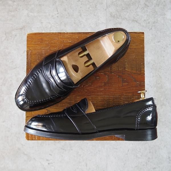 ★オールデン 7.5D【現行定価17万円程度★コードバン/6845/フルストラップ】アバディーンラスト/コインローファー/黒/メンズ/Alden★j113