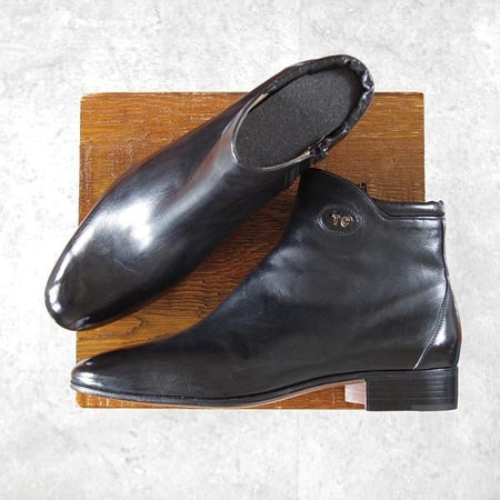 未使用★(伊)タニノクリスチー SIZE 7.5【定価15万円以上★デッドストック品/サイドジップブーツ】105510/カーフ/黒/TANINO CRISCI★j118