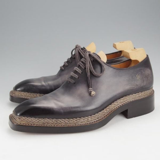 極美品★(伊)ブランキーニ・カルツォレリア SIZE 7.5【定価3,800ユーロ(52万円程度)★ノルベジェーゼ製法/シューツリー付】黒〜灰★j121