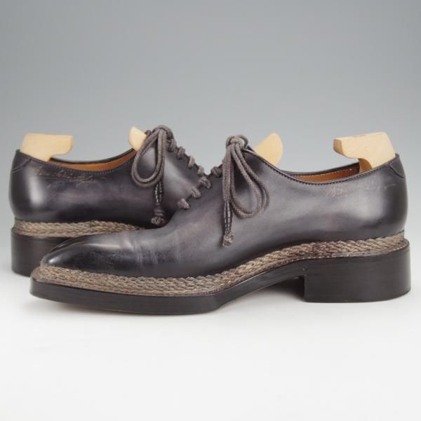 極美品★(伊)ブランキーニ・カルツォレリア SIZE 7.5【定価3,800ユーロ(52万円程度)★ノルベジェーゼ製法/シューツリー付】黒〜灰★j121