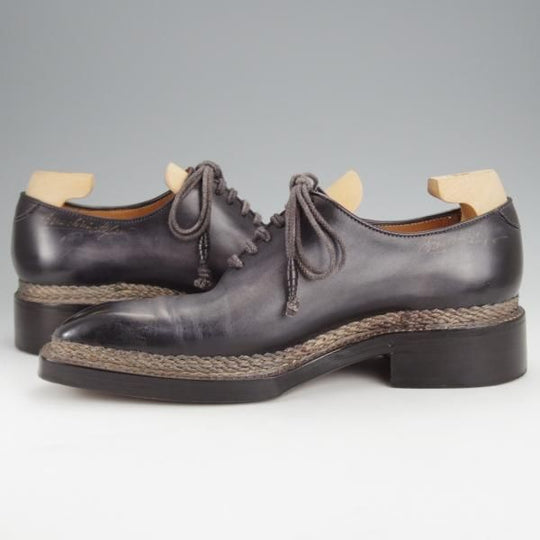 極美品★(伊)ブランキーニ・カルツォレリア SIZE 7.5【定価3,800ユーロ(52万円程度)★ノルベジェーゼ製法/シューツリー付】黒〜灰★j121