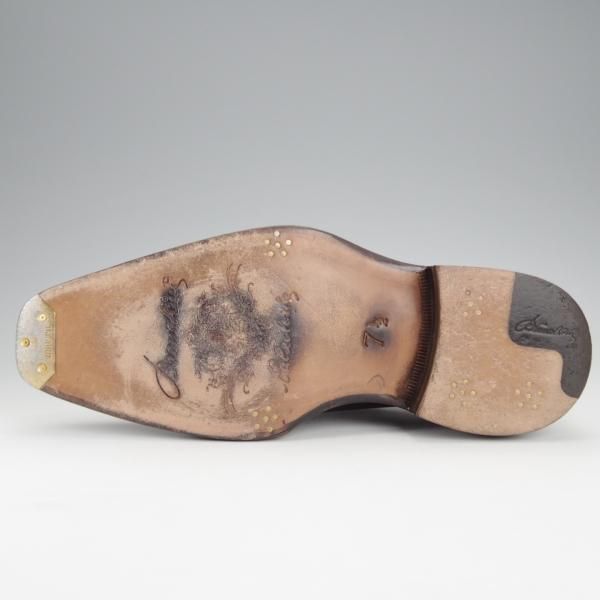 極美品★(伊)ブランキーニ・カルツォレリア SIZE 7.5【定価3,800ユーロ(52万円程度)★ノルベジェーゼ製法/シューツリー付】黒〜灰★j121