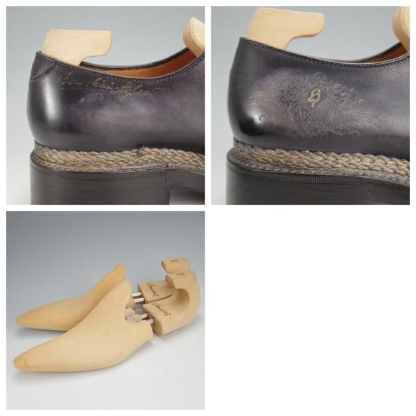 極美品★(伊)ブランキーニ・カルツォレリア SIZE 7.5【定価3,800ユーロ(52万円程度)★ノルベジェーゼ製法/シューツリー付】黒〜灰★j121