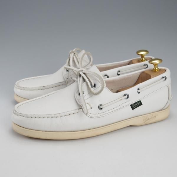 極上★パラブーツ SIZE 6【★BARTH/バース】デッキシューズ/モカシン/ローファー/カーフ/白/メンズ/Paraboot★j140
