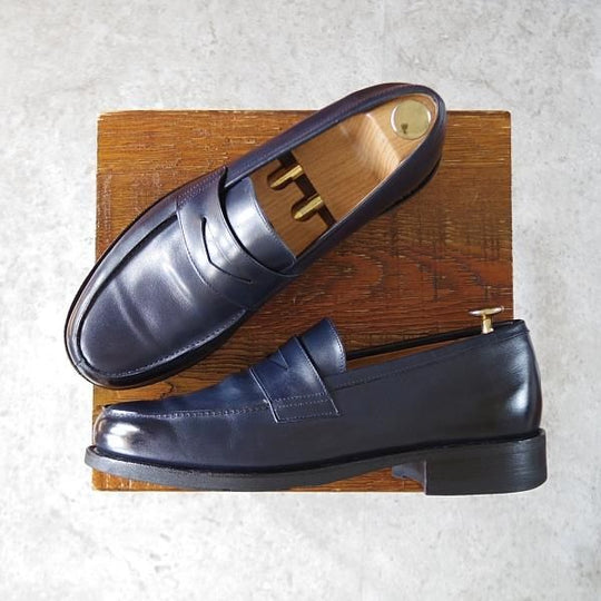 極上★パラブーツ SIZE 6.5【定価￥84,700-★アドニス/ADONIS】コインローファー/カーフ/紺/メンズ/Paraboot★j144