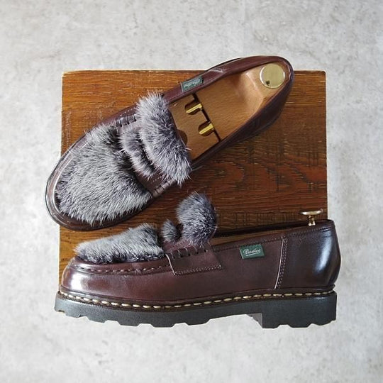 美品★パラブーツ SIZE 5.5【定価￥103,400-★VISON(ミンクファー)仕様/REIMS/ランス】ビームス別注/リスレザー/BEAMS/Paraboot★j146